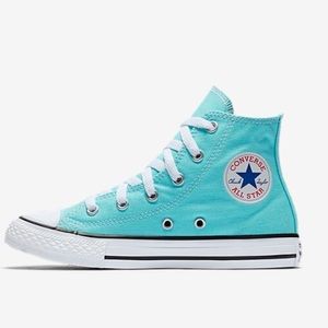 Light teal/aqua converse high tops
